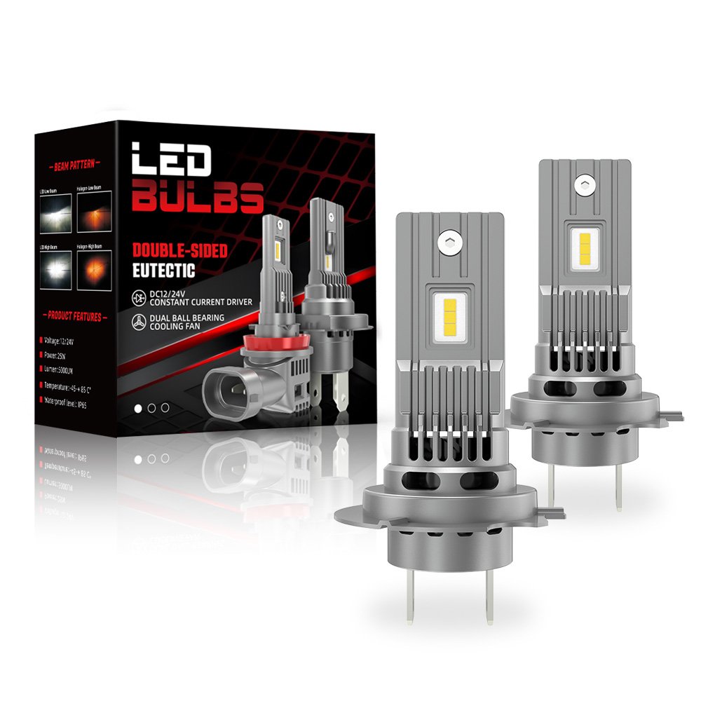 LANSEKO V28 Double-sided Eutectic LED Headlight Bulbs H7 H11 9005 9006 H1 H3 With 1018 Chips 5000LM Fit 12V 24V Car Headlights